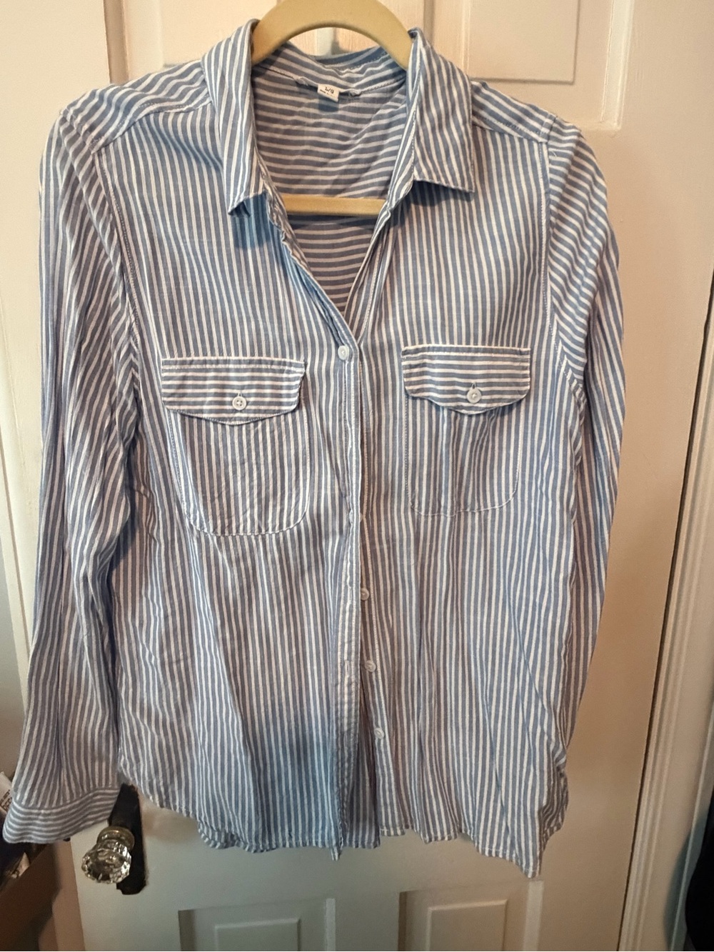 Light Blue Stripe Button-Up Shirt L NWOT